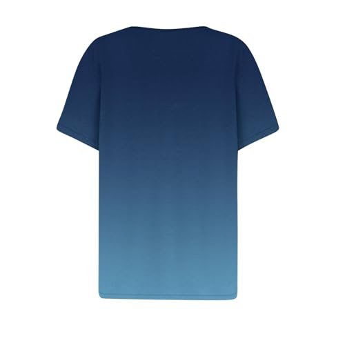 COTECRAM Summer Tops for Women 2024 Short Sleeve Button V Neck Tshirts Trendy Dressy Casual Blouses Loose Fit Graphic Tunics A Blue womens T-Shirts AG