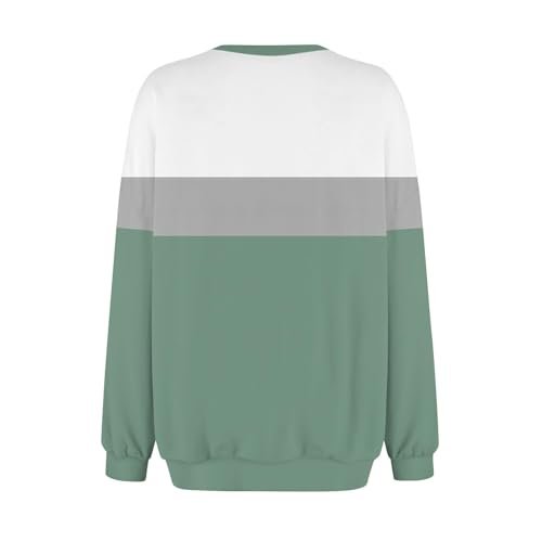 2024 Womens Oversized Graphic Crewneck Sweatshirt Long Sleeve Color Block Pullover Tops Casual Loose Shirt Fashion XX-Large womens Active AG