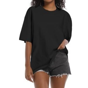 Womens Washed Vintage Oversized T-Shirt Casual Baggy Streetwear Boyfriend Tee Workout Short Sleeve Cotton Tops Solid Black ‎womens Tops, Tees & Blouses AG