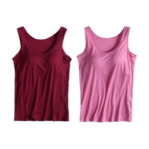 ‎womens Lingerie, Sleep & Lounge AG 2 Pack Tank Tops for Women 2024 Cami Built in Bras Plus Size Shelf Bra Shirt Yoga Athleic Layering Undershirt XX-Large