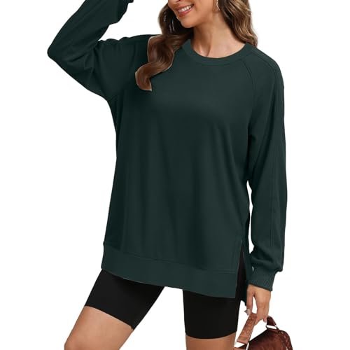 womens Tops, Tees & Blouses AG Oversized Sweatshirt for Women Trendy Tunic Pullover Crewneck Tshirts Plain Color Long SleeveTops 2024 Fall Outfits XX-Large