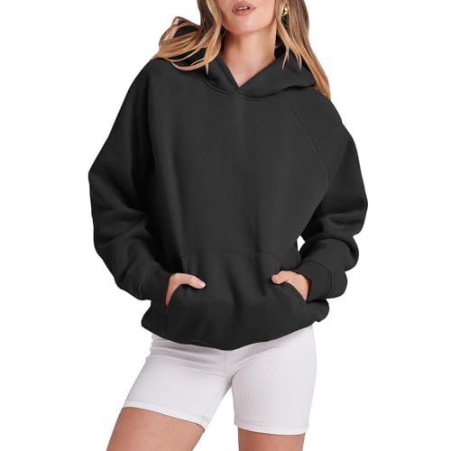 AG MCILLO Women Hoodies Fleece Oversized Sweatshirt Casual Basic Long Sleeve Athletic Workout Pullover 2023 Fall Trendy Ca-black womens Sweatshirts & Hoodies