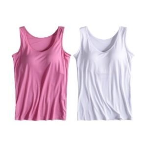 ‎womens Lingerie, Sleep & Lounge AG 2 Pack Tank Tops for Women 2024 Cami Built in Bras Plus Size Shelf Bra Shirt Yoga Athleic Layering Undershirt Large