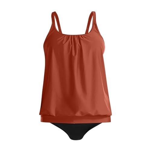 womens Swimsuits & Cover Ups AG Womens 2 Piece Swimsuits with Boy Shorts Conservative Plus Size Blouson Tankini Tops Ladies Loose Bathing Suit A5-orange
