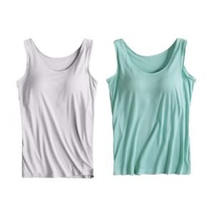 2 Pack Tank Tops for Women 2024 Cami Built in Bras Plus Size Shelf Bra Shirt Yoga Athleic Layering Undershirt Small AG ‎womens Lingerie, Sleep & Lounge