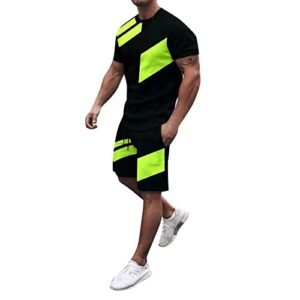 2024 Men's Sweat Sets 2 Piece Outfit Men's 3D Short Sleeve Suit Shorts Beach Tropical HawaiianSS Body Sports Large AG Men Active