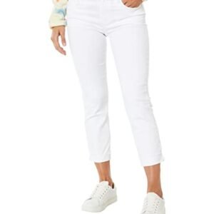 womens Jeans AG KUT from the Kloth® Amy Crop Straight Leg-Roll-Up Fray in Optic White Jeans for Women – Blended Cotton Optic White