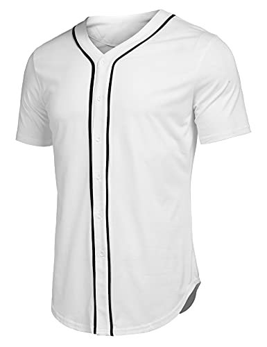 COOFANDY COOFANDY Men's Baseball Button Down Jersey Short Sleeve Hipster Hip Hop T Shirts Small mens Jerseys