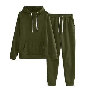 Womens Suits 2 Piece Set Business Hoodie Sweatsuit Sets Loose Sweatshirt Baggy Fall Fashion Sweatpants with Pockets Small ‎Women Clothing Sets AG