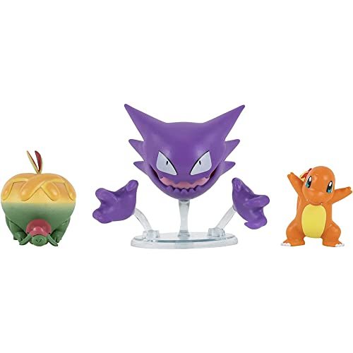Action Figures Pokemon Pokémon 3 Pack-Features 2-Inch Charmander, Appletun & 3-Inch Haunter Battle Figures-Authentic Details Haunter