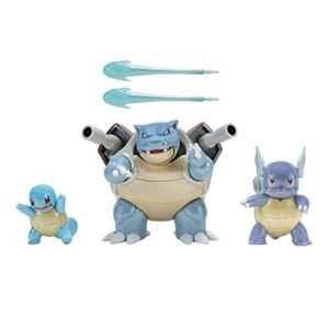 Pokémon Select Evolution 3 Pack - Features 2-Inch Squirtle, 3-Inch Wartortle & 4.5-Inch Blastoise Battle Figures - Authentic Details Blue Action Figures Pokemon
