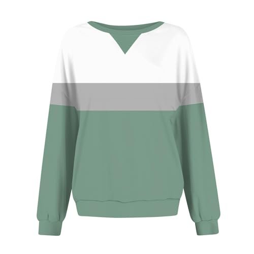 2024 Womens Oversized Graphic Crewneck Sweatshirt Long Sleeve Color Block Pullover Tops Casual Loose Shirt Fashion XX-Large womens Active AG