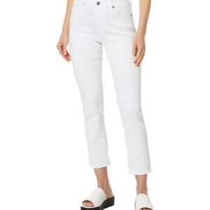 ‎womens Jeans AG AG Women's Mari High Rise Slim Straight Crop Jeans Modern White