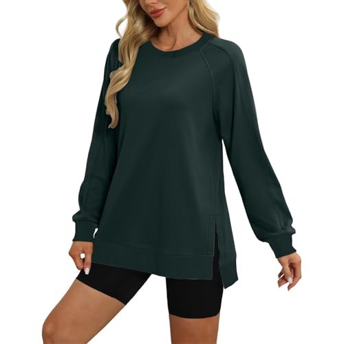 womens Tops, Tees & Blouses AG Oversized Sweatshirt for Women Trendy Tunic Pullover Crewneck Tshirts Plain Color Long SleeveTops 2024 Fall Outfits XX-Large