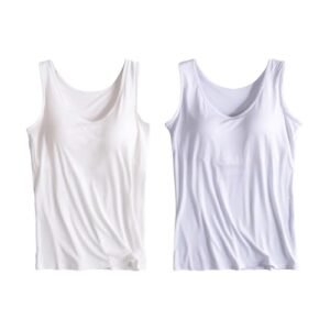 2 Pack Tank Tops for Women 2024 Cami Built in Bras Plus Size Shelf Bra Shirt Yoga Athleic Layering Undershirt X-Large AG ‎womens Tops, Tees & Blouses
