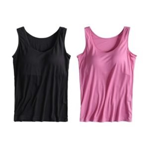 ‎womens Lingerie, Sleep & Lounge AG 2 Pack Tank Tops for Women 2024 Cami Built in Bras Plus Size Shelf Bra Shirt Yoga Athleic Layering Undershirt 3X-Large