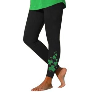 ‎womens Leggings AG St Patricks Day Leggings for Women High Waist Tummy Control Yoga Pants Casual Clover Print Workout Trendy Soft Yoga Pants #37-black