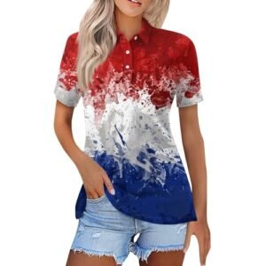YUTANRAL Polo Shirts for Women 2024 Short Sleeve Summer Tops Button V Neck Business Casual Collared T Shirts Golf Shirts Tees Bh-light G AG ‎womens Tops, Tees & Blouses