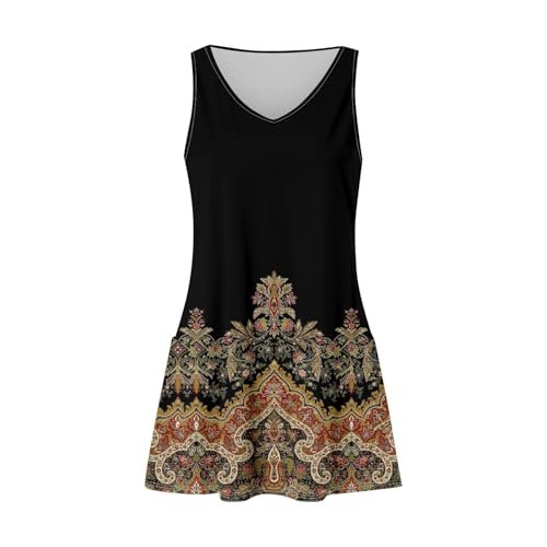 YUTANRAL Womens Summer Dresses 2024 Vacation Trendy Floral Boho Mini Dress Sleeveless Sundresses Casual Beach Cover Ups Ag-black womens Dresses AG