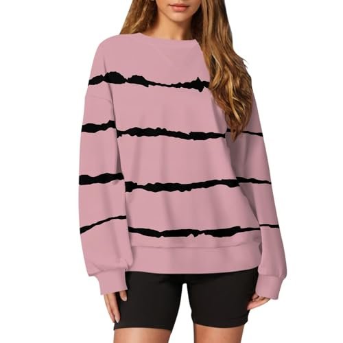 2024 Womens Oversized Graphic Crewneck Sweatshirt Long Sleeve Color Block Pullover Tops Casual Loose Shirt Fashion Medium AG womens Active