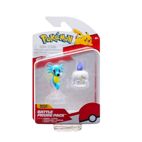 Fantastic Creatures Pokemon Pokemon Battle Figure Horsea & Litwick 3-Inch Mini Figure 2-Pack
