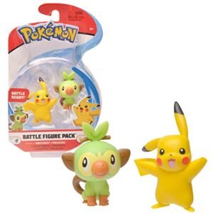 Pokemon Pokemon New Sword and Shield Battle Action Figure 2 Pack - Pikachu and Grookey 2-Inch Figures Pikachu & Action Figures