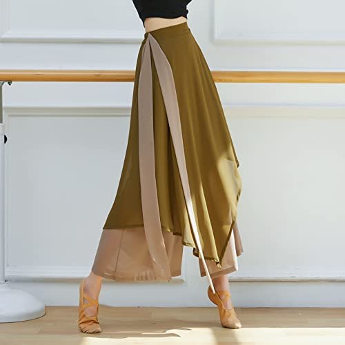 YOLAI Women's Casual Chiffon Pants Colour Blocking Dance Wide Legged Long Pants Practice Exercises Dance Training Pants Ag AG womens Active