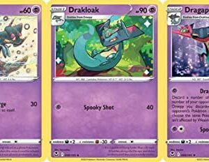 Collectible Card Games Pokemon Dragapult 89/195- Silver Tempest - Pokemon Evolution Card Set - Rare 3 Card Lot