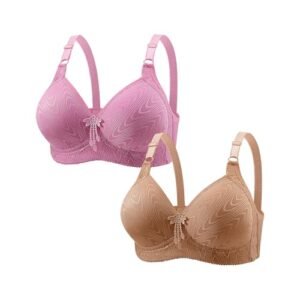 2 Pack Bras for Women Push Up Full Coverage Adjustable Patterned Lingerie No Underwire Back Buckle Bra with Pendants Ag AG ‎womens Lingerie, Sleep & Lounge