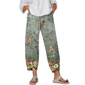 ‎womens Pants AG Womens Cotton Linen Palazzo Pants High Waist Straight Wide Leg Trendy Lounge Pant with Pockets Casual Trousers Medium