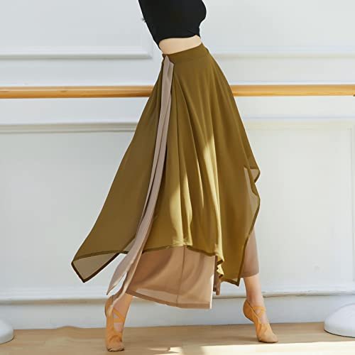YOLAI Women's Casual Chiffon Pants Colour Blocking Dance Wide Legged Long Pants Practice Exercises Dance Training Pants Ag AG womens Active