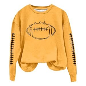 ‎womens Sweatshirts & Hoodies AG Game Day Football Sweatshirt For Women,Season 2024 Oversized Graphic Soccer Pullover Drop Shoulder Sports Fan Tops 3X-Large
