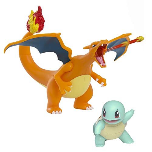 Pokemon Action Figures Pokémon Fire and Water Battle Pack - Includes 4.5 Inch Flame Action Charizard and 2" Squirtle Action Figures - Amazon Exclsuive Charizard