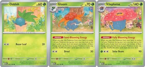 Vileplume 045/165 - Gloom Oddish - Pokemon 151 - Evolution Holo Rare 3 Card Lot Pokemon Trading Cards