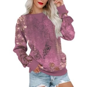 2024 Womens Oversized Graphic Crewneck Sweatshirt Long Sleeve Color Block Pullover Tops Casual Loose Shirt Fashion X-Large ‎womens Active AG