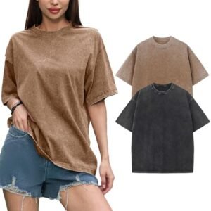 ‎womens Tops, Tees & Blouses AG Womens Washed Vintage Oversized T-Shirt Casual Baggy Streetwear Boyfriend Tee Workout Short Sleeve Cotton Tops Black+sand