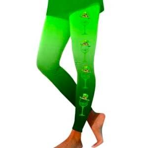 ‎womens Leggings AG St Patricks Day Leggings for Women High Waist Tummy Control Yoga Pants Casual Clover Print Workout Trendy Soft Yoga Pants Green-14