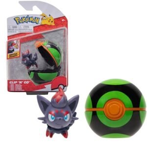 Pokemon Action Figures Pokemon Pokeball Clip N’ Go & 2” Zorua Figure – Officially Licensed Toy 2023 – Attach to Your Clip N’ Go Belt Set Battle Figure