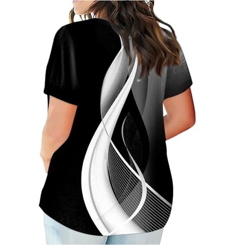 YUTANRAL Plus Size Tops for Women 2024 Summer V Neck T-Shirts Casual Loose Short Sleeve Shirts Tees with Pocket Ag-black AG womens Tops, Tees & Blouses