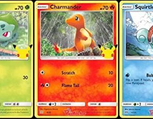 Pokemon Action Figures Bulbasaur Charmander Squirtle - Pokemon 25th Anniversary McDonald's Exclusive Promo Lot - 3 Card Set - Kanto Starters