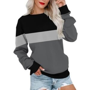 2024 Womens Oversized Graphic Crewneck Sweatshirt Long Sleeve Color Block Pullover Tops Casual Loose Shirt Fashion Large ‎womens Active AG