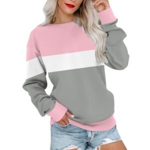 2024 Womens Oversized Graphic Crewneck Sweatshirt Long Sleeve Color Block Pullover Tops Casual Loose Shirt Fashion Large AG ‎womens Active