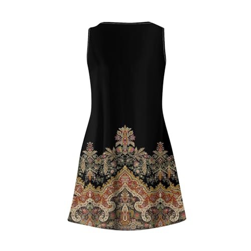 YUTANRAL Womens Summer Dresses 2024 Vacation Trendy Floral Boho Mini Dress Sleeveless Sundresses Casual Beach Cover Ups Ag-black womens Dresses AG