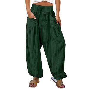 ‎womens Pants AG Women Linen Pants Petite Summer Drawstring Cotton Loose Capris Pants Tummy Control High Waisted Wide Leg with Pocket B Ag