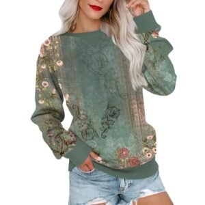 2024 Womens Oversized Graphic Crewneck Sweatshirt Long Sleeve Color Block Pullover Tops Casual Loose Shirt Fashion X-Large AG ‎womens Active