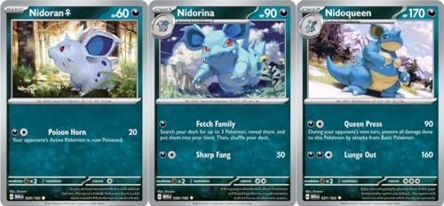 Collectible Card Games Pokemon Nidoqueen 031/165 - Pokemon 151 - Evolution 3 Card Lot - Nidoran (f) Nidorina