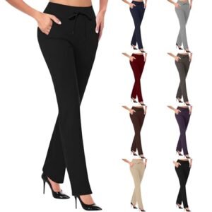SHAOBGE Women's Yoga Dress Pants 2024 Tummy Control Workout Bootleg Leggings Stretchy Office Casual Pants with Pockets Large womens Pants AG