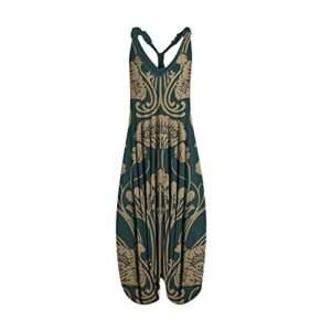 YUTANRAL Ofertas Del Dia De Hoy Relampago,Rompers for Women Dressy Casual 2024 Summer Srping Fashion Plus Size Jumpsuits Vintage Floral V Neck Overalls Cruise Vacation Outfits(Ag-Army Green,XXXXXL) AG ‎womens Jumpsuits, Rompers & Overalls