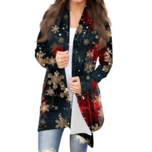 YUTANRAL Womens Ugly Christmas Sweater 2024 Funny Xmas Graphic Lightweight Open Front Cardigan Long Sleeve Shirts Holiday Ag-black ‎womens Sweaters AG