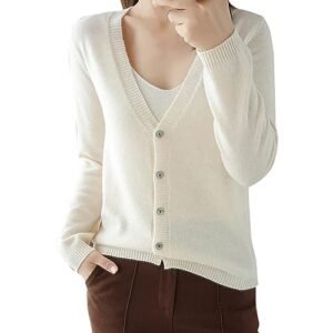 ‎womens Sweaters AG Womens Fall Shirtgan Sweaters Button Down Crochet Chunky Knit Tops Lightweight Sleeveless Vest Sweater with Pockets A White